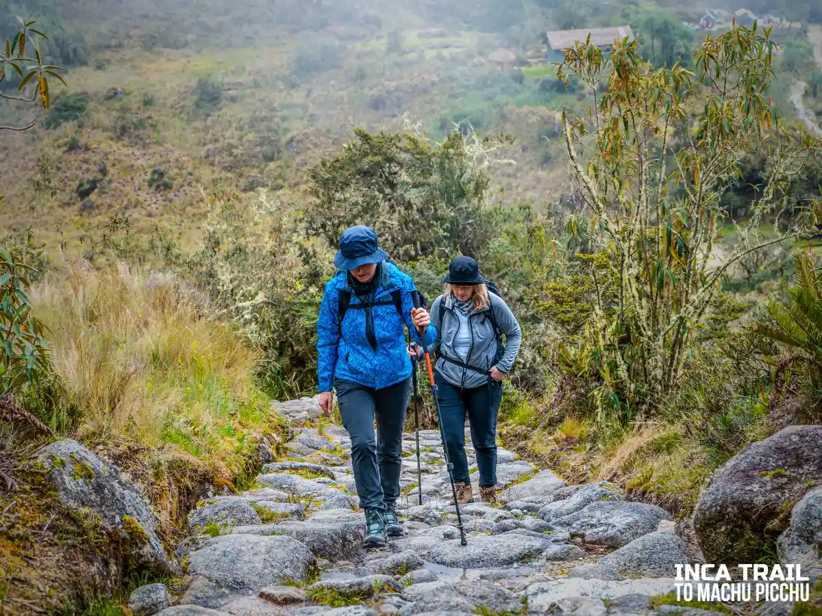 Tourists walking the Inca Trail│Turistas recorriendo el camino inca