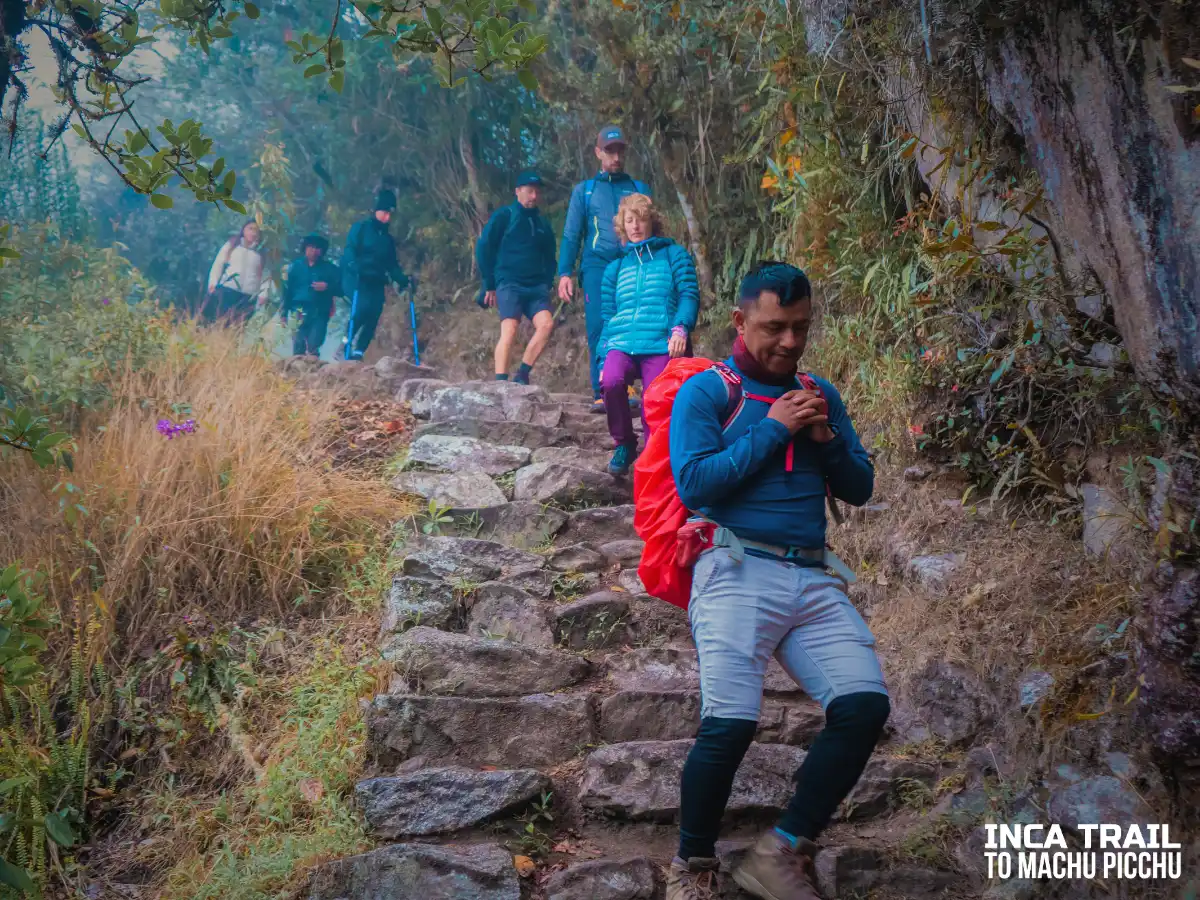 Tourists on the Inca Trail route│Turistas en la ruta del Camino Inca.